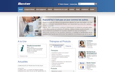 screenshot of Baxter website.