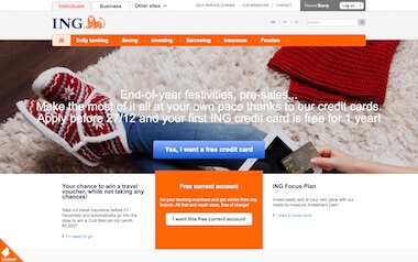 screenshot of ING website.
